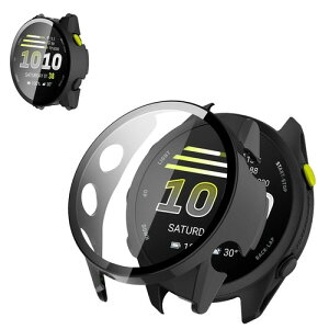 For Garmin Forerunner 70 �P�[�X �t�B����+PC�t���[�� ��̌^ �ی�J�o�[ �K���X�t�B���� ��̌^ �h�� �h�oHUKWIMO 3D�S�ʕی� �w��h�~ HD�����ߗ� ���ɋ��� �C�A�[�� �ɔ� �������� ���˒ጸ (�u���b