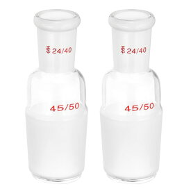 PATIKIL 2個 セット ホウケイ酸 ガラス 還流 アダプター 24/40 外側 から 45/50 内側 ジョイント 接続 アダプター 蒸留 実験