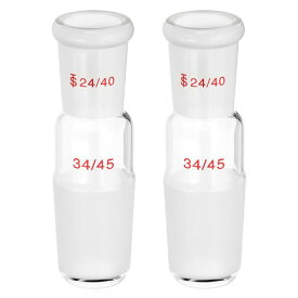 PATIKIL 2個 セット ホウケイ酸 ガラス 還流 アダプター 24/40 オス から 34/45 メス 接続 用 実験 器具 スタイル 12
