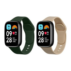 kwmobile 2x �����o���h Xiaomi Redmi Watch 3 Active�Ή� �x���g - �V���R���o���h �\�t�g TPU �ϋv�� �[�ΐF/�x�[�W�� �[�ΐF / �x�[�W��