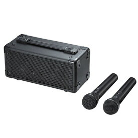 SANWA ワイヤレスマイク スピーカーセット 拡声器 20W マイク2本・バッグ付属 AC/乾電池駆動 音声+音楽同時出力対応 会議/学校/イベント MM-SPAMP7 20W 乾電池/AC