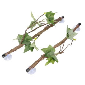 YFFSFDC 爬虫類 登山枝 つる 2個 吸盤付き 人工植物 登り藤 水槽 ケージ用