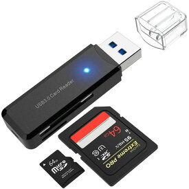 SZSL USB 3.0ポータブルカードリーダー超小型2枚のカード高速転送対応各種SD+TF高速カード(ブラック)