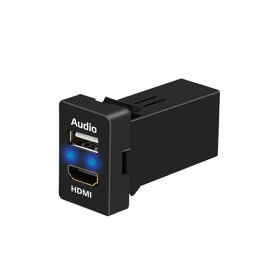 YFFSFDC USB入力ポート&HDMI入力ポート オーディオ中継 オーディオパーツ スイッチホールパネル カーUSBポート 音楽 写真 ナビ連携 スイッチパネル ブルーLED点灯 約33mm×22mm (トクトヨ)Tokutoyo,USB +
