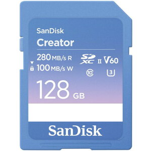 SANDISK 128GB �N���G�C�^�[ SD UHS-II�J�[�h �ő�280MB/�b�̓ǂݎ�葬�x �f�W�^����჌�t�J�����ƃ~���[���X�J�����p 4K UHD 6K�r�f�I V60 1��������Adobe Creative Cloud�t�� - SDSDXEP-128G-GNCIS�B SD�J�[�h�B