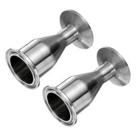 PATIKIL サニタリー継手リデューサー継手、2個304ステンレス鋼1-1/2チューブOD x 3/4チューブOD 1.5トライサニタリークランプ50.5mmフェルールフランジ、シルバー