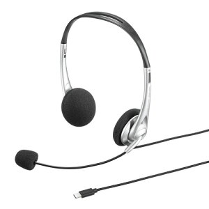 �T�����T�v���C USB�w�b�h�Z�b�g �� �S �w���� �f�����ɂ����t�@�u���b�N�핢�P�[�u���̗p Skype�Ή� MM-HSU09BK Type-C �P��w�����}�C�N �����I�[�o�[�w�b�h Windows/Mac/Chrome�Ή� MM-HSTC03SV