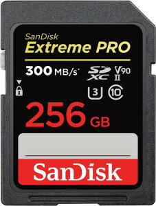 SANDISK Extreme PRO SD�������[�J�[�h 256GB �ő�300MB/�b�̓ǂݎ�葬�x UHS-II �O���[/�u���b�N UHS-II V90�B