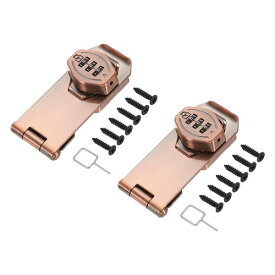 PATIKIL 2個セット キーレスキャビネット用ル式組み合わせロック 4インチ 亜鉛合金製 3桁ル式ツイ ストノブハスプラ ブロンズ色