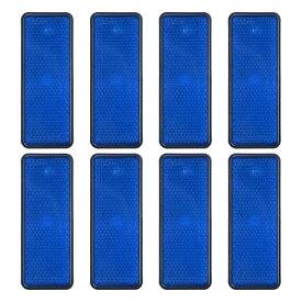 PATIKIL 8個セット 長方形 リヤ リフレクター 安全 反射 プラスチック ユニバーサル バイク リフレクター M5 ネジ 取り付け ブルー