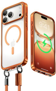 CASEKOO iPhone 18 Pro Max/17 Pro Max �p �P�[�XMagsafe�Ή� �N���A �B���o�b�N�� �ő�25W�}���[�d�Ή� �� �ϏՌ� ���ϋv�� ���� ���ϖh�~ �X�}�z �X�g���b�v �I�����W