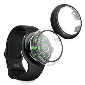 kwmobile 2x �P�[�X Google Pixel Watch 3 45mm�Ή� �J�o�[ - �t���{�f�B �K���X �ϏՌ� �����^ ���� ���� / ���F ����/���F