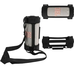 For JBL Grip Bluetooth �|�[�^�u���X�s�[�J�[ �p �P�[�X �J�o�[HUKWIMO�V���R���P�[�X + �V�����_�[�X�g���b�v �L�Y�h�~ �ϏՌ� �y�� �_��݌v �g�ѕ֗� ���G��D��(�u���b�N)