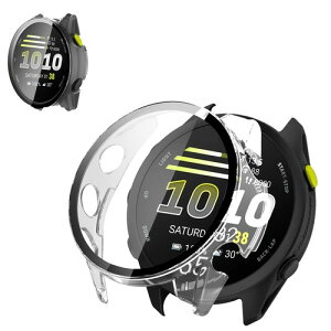 For Garmin Forerunner 70 �P�[�X �t�B����+PC�t���[�� ��̌^ �ی�J�o�[ �K���X�t�B���� ��̌^ �h�� �h�oHUKWIMO 3D�S�ʕی� �w��h�~ HD�����ߗ� ���ɋ��� �C�A�[�� �ɔ� �������� ���˒ጸ (�N���A)