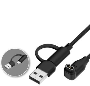 Garmin�X�}�[�g�E�H�b�`�Ή� 2-in-1 �[�d�P�[�u�� Fenix 8/7/7S/7X/6/6S/6X/5/5S Plus Forerunner 245/945 Instinct Vivoactive 6/5/4/4S/3 Venu Approach Tactix�Ή� �҂ݍ��ݏ[�d�P�[�u�� 1m L �^ �X�g���[�g