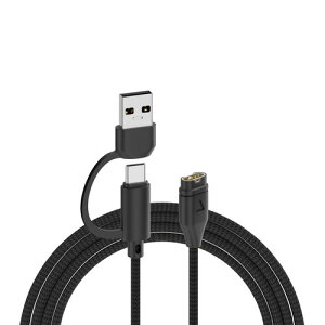 Garmin�X�}�[�g�E�H�b�`�Ή� 2-in-1 �[�d�P�[�u�� Fenix 8/7/7S/7X/6/6S/6X/5/5S Plus Forerunner 245/945 Instinct Vivoactive 6/5/4/4S/3 Venu Approach Tactix�Ή� �҂ݍ��ݏ[�d�P�[�u�� 1m L �^ �X�g���[�g