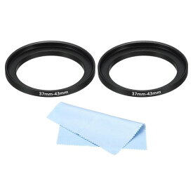 PATIKIL 2個セット 43 mm-39mm メタルステップダウンリングとクリーニングクロス カメラレンズフィルターアダプターリング ブラック