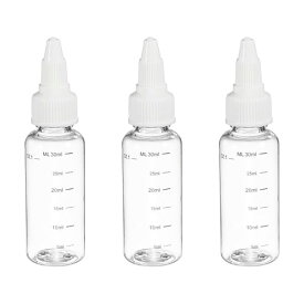 PATIKIL 3個セット プラスチックディスペンシングボトル30ml 1oz 液体ディスペンサーボトル 目盛付き空ボトル ツイ 透明/白