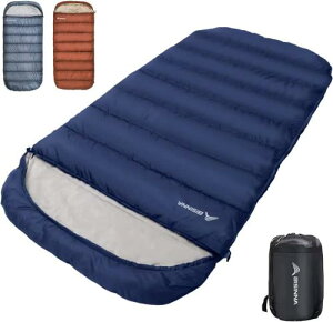 BISINNA 寝袋 ワイド ねぶくろ 封筒型 シュラフ 丸洗いOK キャンプ 登山 アウトドア 車中泊 自宅 旅行 収納パック付き 匂いがフリー 抗菌防臭 幅100cm x奥行き230cm 撥水加工 保温 春 夏用1.55kg(快