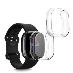 kwmobile 2x P[X Fitbit Versa 4 / Sense 2Ή Jo[ - tJo[ VR ϏՌ S̕ی 