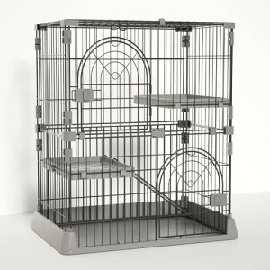 DINGHANG ねこ ケージ 3段 折りたたみ キャットケージ ドア付き 掃除しやすい 横幅75cm×奥行47cm×高さ89cm ブラック