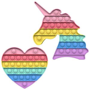 HUAZONTOM プッシュポップバブル スクイーズ玩具 おもちゃ ストレス解消グッズ 知育玩具 ゲームボード ストレス発散グッズ 人気プレゼント クリスマスギフト 2個セット ハート ユニコーン マ