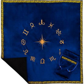占い師が推薦 MARDUK タロットクロス 滑り止め付き ベルベット タロットカード オラクルカード ケース 65cm×65cm (ブルー)