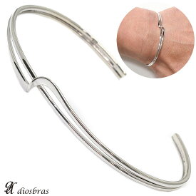 シルバーバングル 波型デザイン ウエーブ クロス ねじり ハンドメイド プレート ダブルライン プレーンバングル シンプル シルバーアクセサリー メンズ シルバーバングル ブレスレット シルバー925 メンズアクセサリー レディース 人気 ブレード バングル