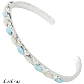 シルバー バングル ラリマー ドミニカ共和国産 マザーオブパール シルバー925 バングル ブレスレット シルバーアクセサリー ネイティブ ゴシック インディアン ラリマー　シルバー バングル ブレスレット唐草 シルバーアクセサリー メンズ シルバーバングル