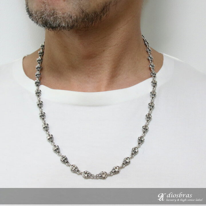 楽天市場 ネックレス チェーン ネックレスチェーン メンズ レディース シルバーネックレス シルバー925 スカル 骸骨 スカルハンド スカルボーン クロス 十字架 王冠デザイン クラウン ユリ 百合の紋章 ネックレスチェーン シルバー925 55cm 送料無料 Diosbras ディオ