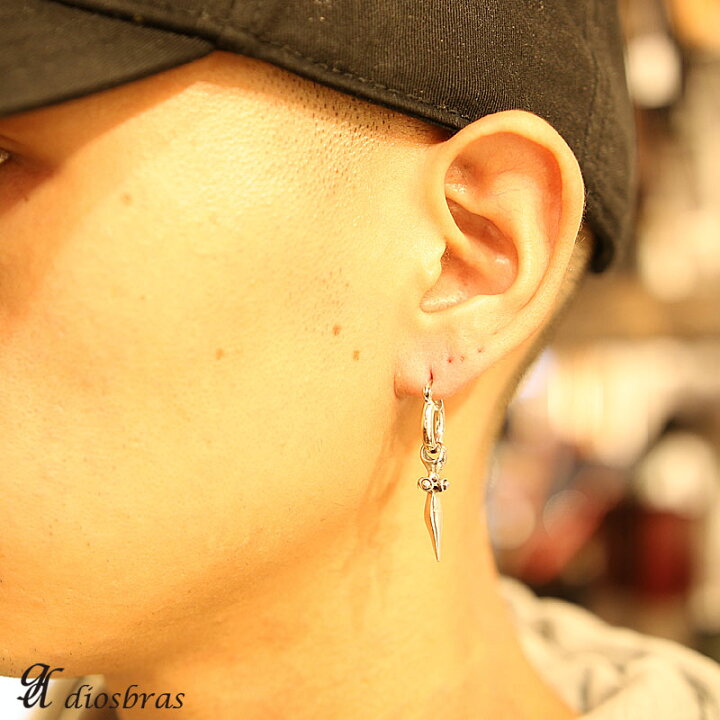 楽天市場 本物シルバー９２５ クロス ダガー フープ リングピアス ドロップピアス 片方ピアス メンズ レディース 多角カッティング リングデザイン シルバー９２５ フープピアス 極小クロス Diosbras ディオブラス