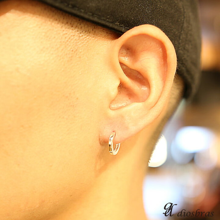 楽天市場 フープピアス リング シルバー９２５ ピアス メンズ レディース 激安ピアス イヤリング アクセサリー フープ 本物シルバー９２５ 片方ピアス メンズ レディース 鏡面 ライン 中折れ式 Diosbras ディオブラス