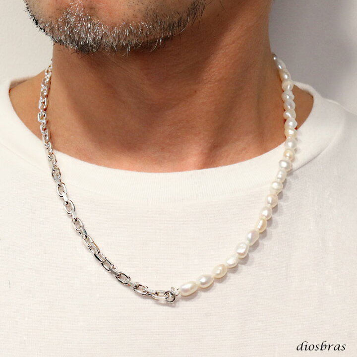 楽天市場】パール 真鍮ビーズネックレス Pearl 楕円 シルバー925 