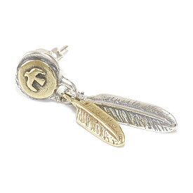 メンズピアス シルバーアクセサリー シルバーピアス バラ売り 片耳のみ シャープでキレイめハードな横顔に フェザー イーグル ブラック ジルコニア ゴールド 真鍮 ドロップピアス