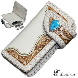 diosbras-ディオブラス- 6連 キーケース 本革サドルレザー手彫りカービングキーケース 牛革 バイカーズアイテム バイカー ヌメ革 ナチュラル
