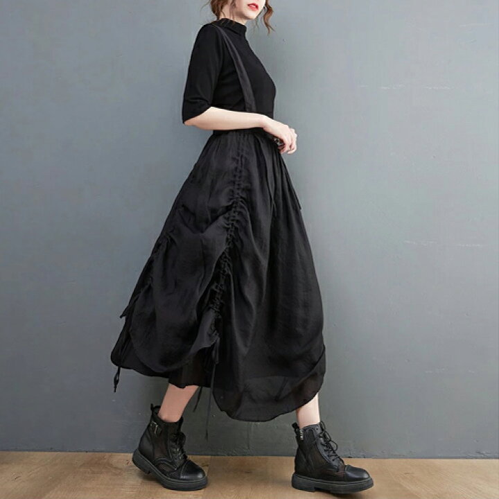 楽天市場】シアー レイヤード ギャザー ジャンパー ロング スカート  