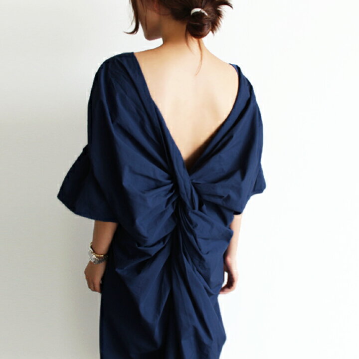 楽天市場】バック オープン フレアスリーブ ルーズ ワンピース  