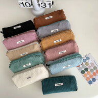 コーデュロイ ペンケース 韓国 レトロ 無地 化粧ポーチ 筆箱 シンプル ふで箱 大容量 おしゃれ かわいい …