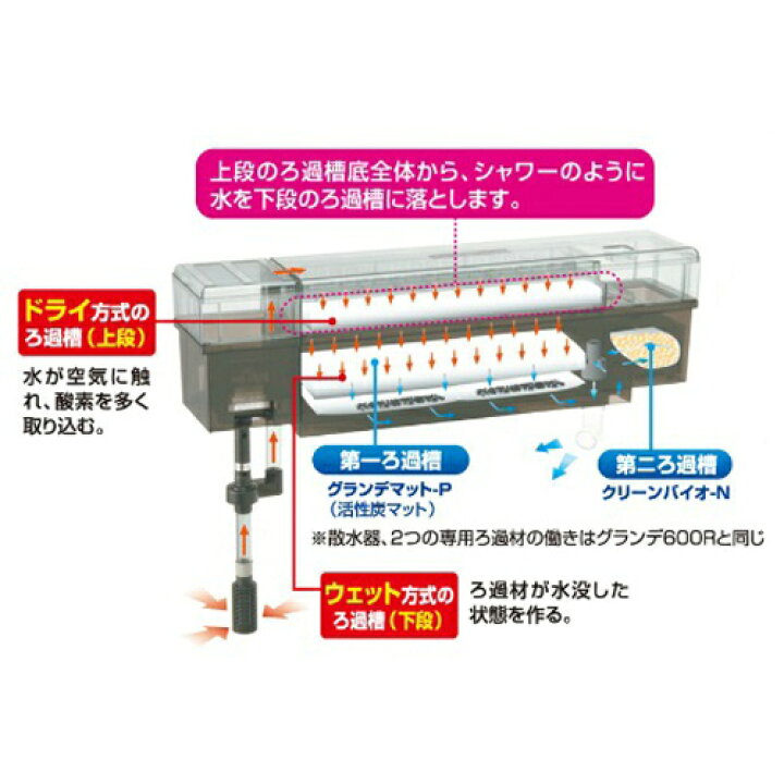 楽天市場】GEX グランデカスタム 600 上部フィルター 60cm 水槽用 
