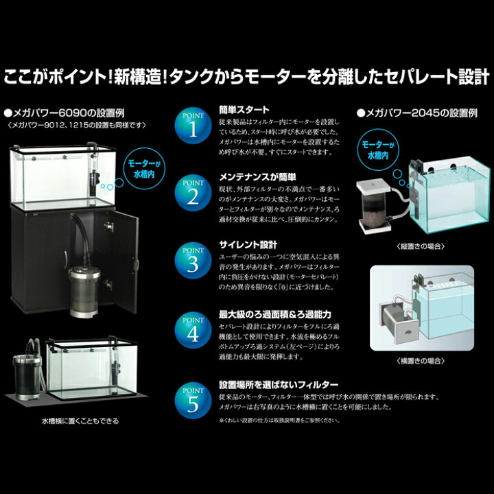 楽天市場】GEX メガパワー 6090 水槽用 外部フィルター 水中モーター 