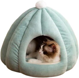 ペットベッド 猫 ハウス 冬 ドーム型 かわいい おしゃれ 洗える 暖かい もこもこ 小型犬 室内用 寝床 クッション付き キャットハウス 滑り止め 寒さ対策 防寒 保温 柔らかい オールシーズン 通年 50×50×40cm 選べる6色