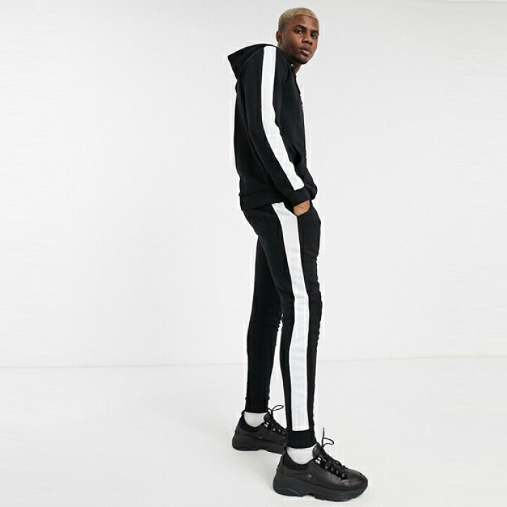 楽天市場 Asos Asos エイソス メンズ Asos Design ブラック パーカー サイド ストライプ付き トラックスーツ 大きいサイズ インポート エクストリームスーパースキニーフィット スウェットパンツ ジーンズ ジーパン 代 30代 40代 ファッション コーディネート