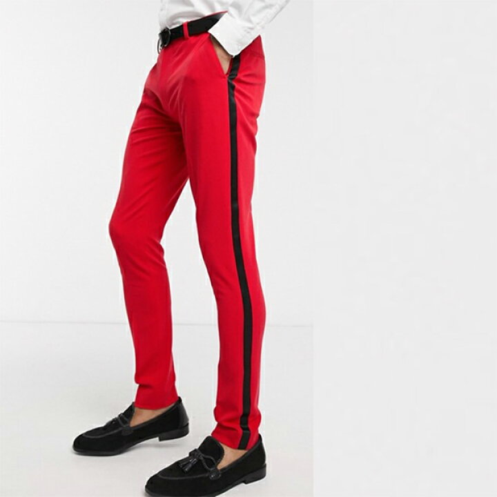 楽天市場 Asos Design 明るい赤 スーパー スキニー タキシード パンツ 代 30代 40代 ファッション コーディネート小さいサイズから大きいサイズまで オシャレ トレンド インポート トレンド セレクトショップ Diva Closet