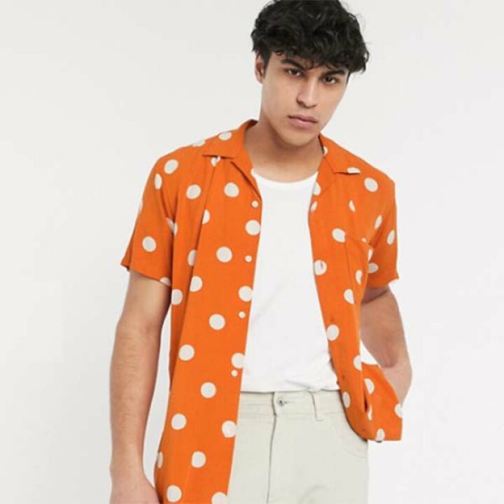 楽天市場 オム ショート スリーブ ルヴェール カラー オレンジ 水玉 シャツ メンズ 男性 小さいサイズから大きいサイズまで 代 30代 40代 ファッション コーディネート セレクトショップ Diva Closet