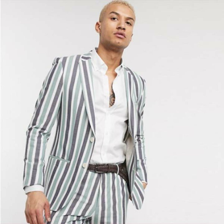 楽天市場 青 白 ストライプ ロック ストック スーツ ジャケット メンズ 男性 代 30代 40代 ファッション コーディネート セレクトショップ Diva Closet