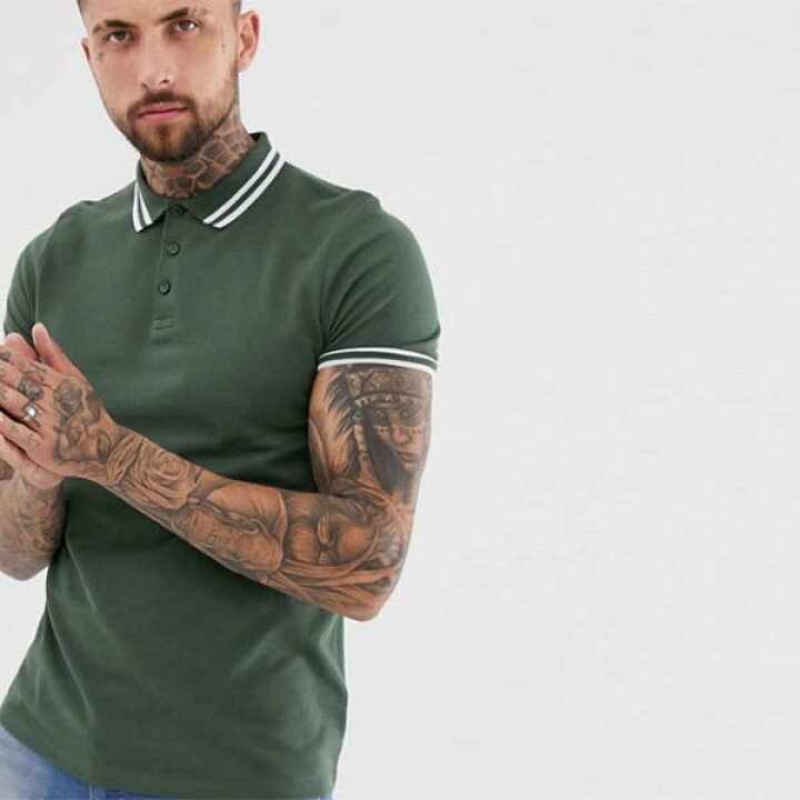 楽天市場 Asos Design ティップド ピケ ポロ シャツ カーキ トップス メンズ 男性 小さいサイズから大きいサイズまで 代 30代 40代 ファッション コーディネート セレクトショップ Diva Closet
