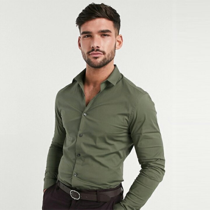 楽天市場 ニュールック ロング スリーブ マッスル フィット ポプリン シャツ カーキ トップス 半袖 メンズ 男性 代 30代 40代 ファッション コーディネート セレクトショップ Diva Closet