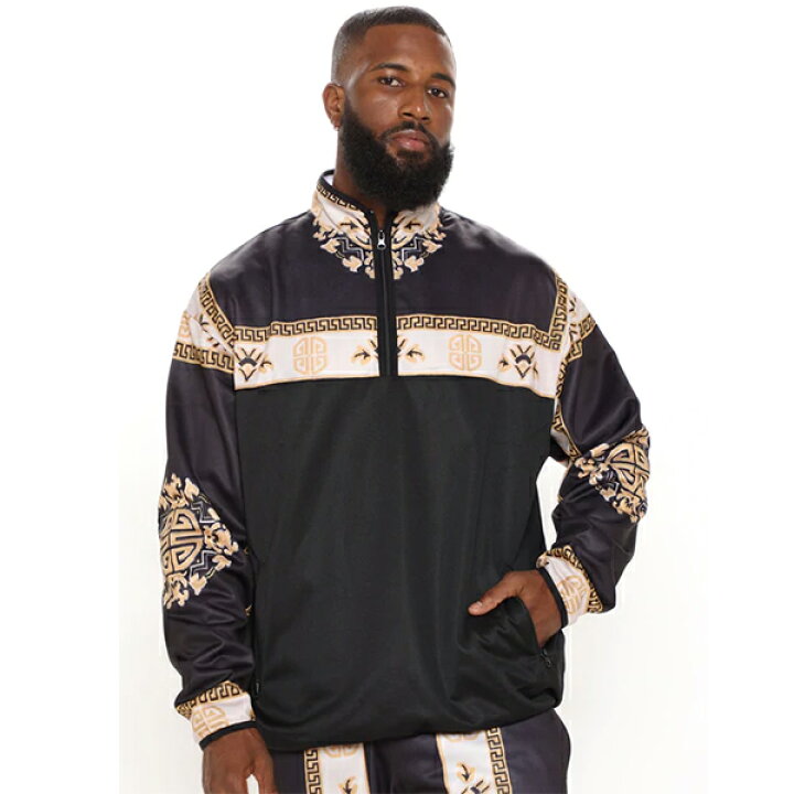 楽天市場 La発 Fashion Nova ファッションノバ バロック柄 クォータージップジャケット ブラック ゴールド インポートブランド メンズ 日本未入荷 小さいサイズから大きいサイズあり 流行 最新 メンズカジュアル トレンド ファッション セレクトショップ Diva Closet