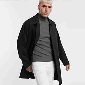 ASOS DESIGNシングルブレストライトウェイトトレンチコートブラック 20代 30代 40代 ファッション コーディネート 大きいサイズあり