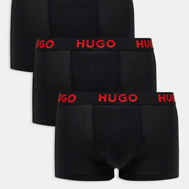 Hugo Boss 3 パック トランク、ブラック 下着 メンズ 男性 インポートブランド 小さいサイズから大きいサイズまで